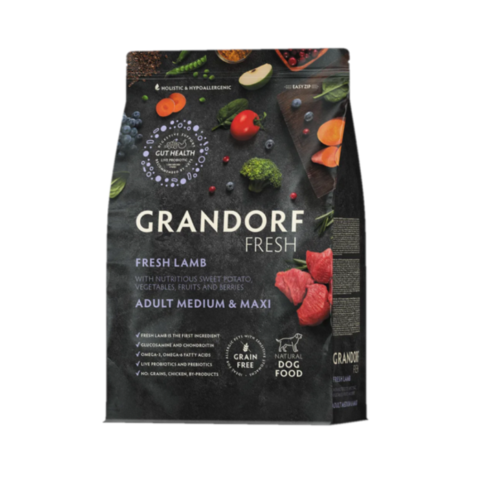 Grandorf Fresh Adult Medium-Maxi Xira Trofi Skulou me Fresko Arni kai Gukopatata 10kg